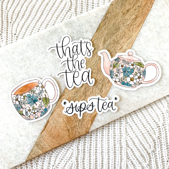 That's the Tea Sticker, 3x2.5in