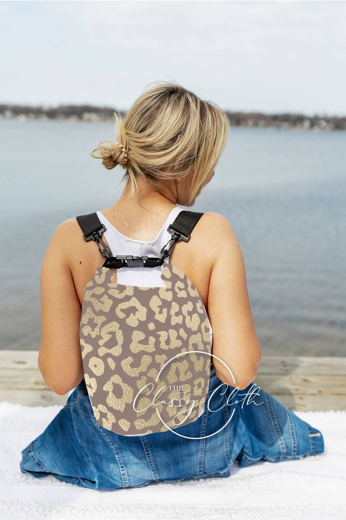 The Classy Cloth WS - Waterproof Dry Bag Backpack - Tan Gold Leopard RTS