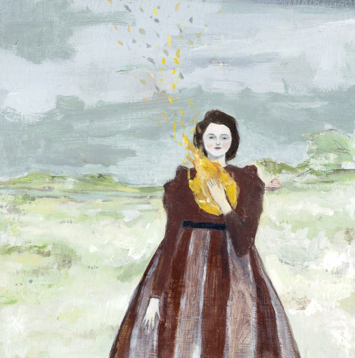 the fires in her heart kept her warm - giclee of original oil painting
