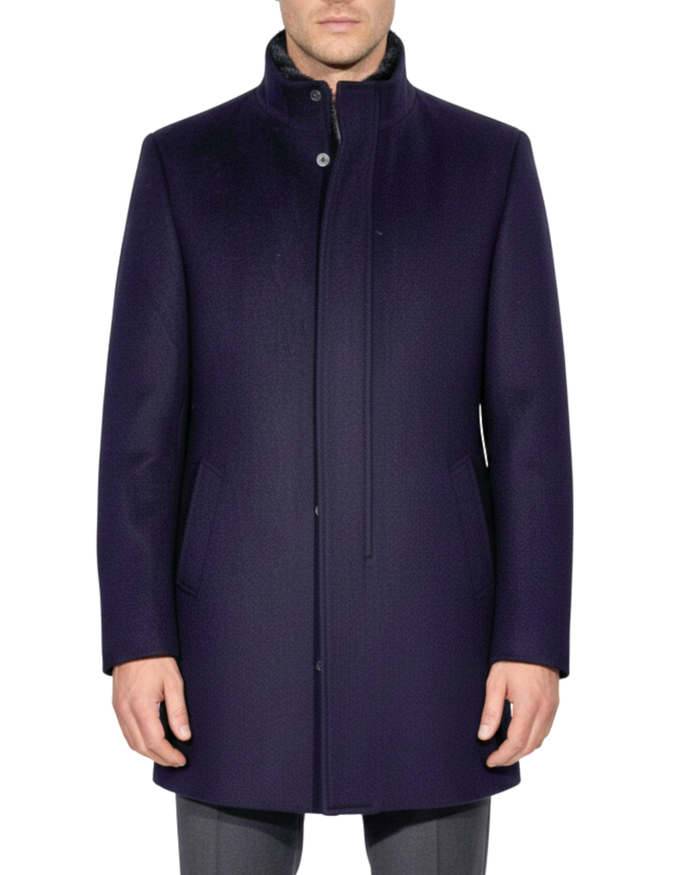 The Montreal Collection Windsor Navy Down-Insulated Wool Car Coat