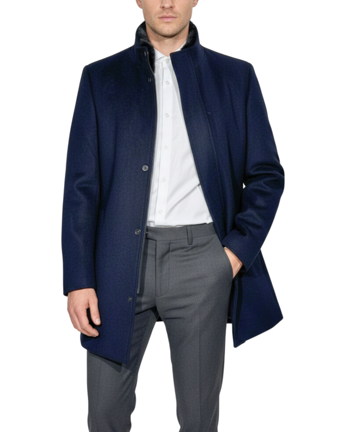 The Montreal Collection Windsor Navy Down-Insulated Wool Car Coat