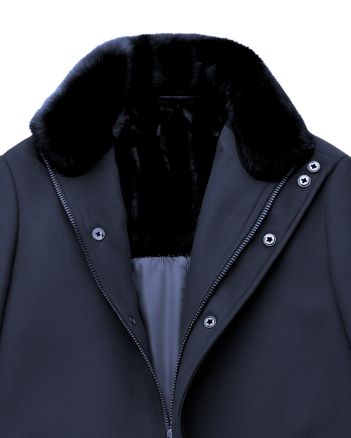 The Montreal Collection Windsor Navy Down-Insulated Wool Car Coat