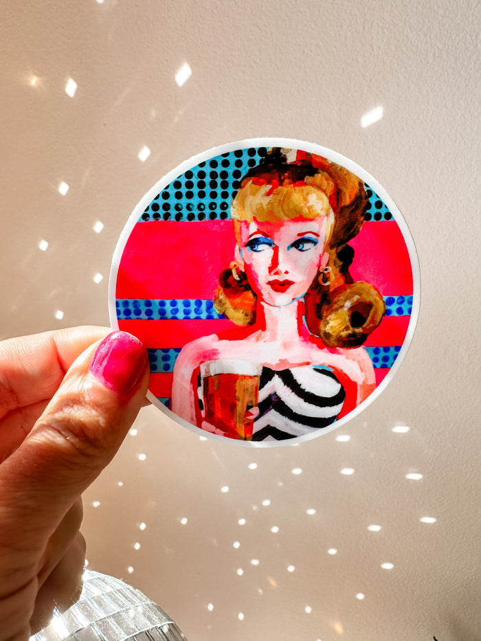 This Barbie Needs A Beer Art Sticker