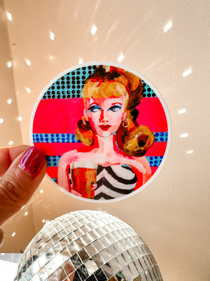 This Barbie Needs A Beer Art Sticker