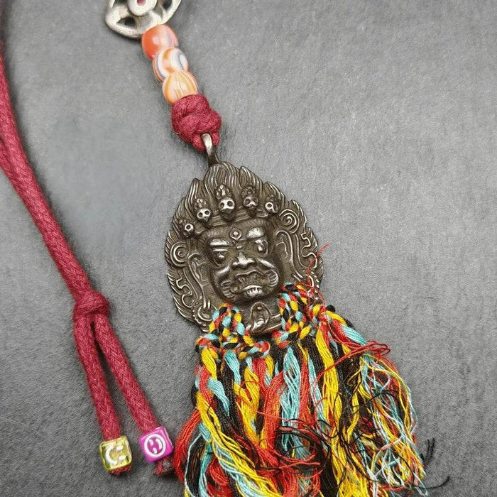 Thokcha Amulet,Mahakala Pendant, Buddhist Protector - Tibetan Buddhist amulet, detailed view