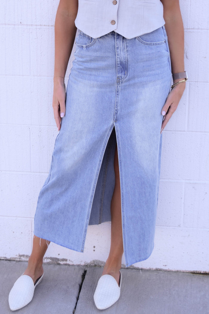Thrill Ride Denim Maxi Skirt