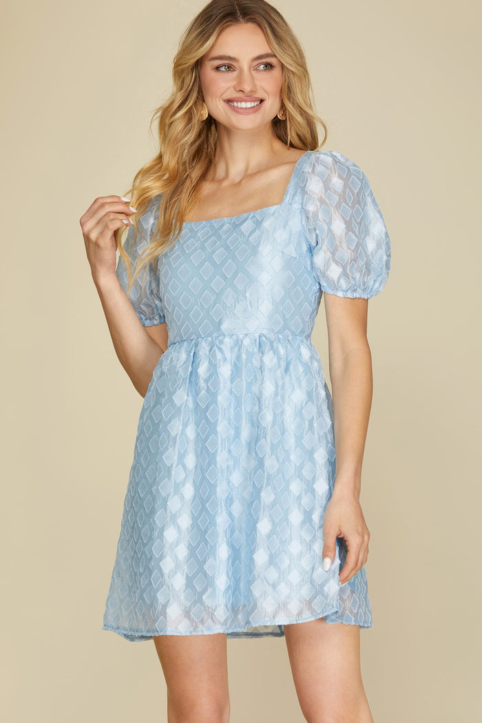 Through the Looking Glass Puff Sleeve Mini Dress