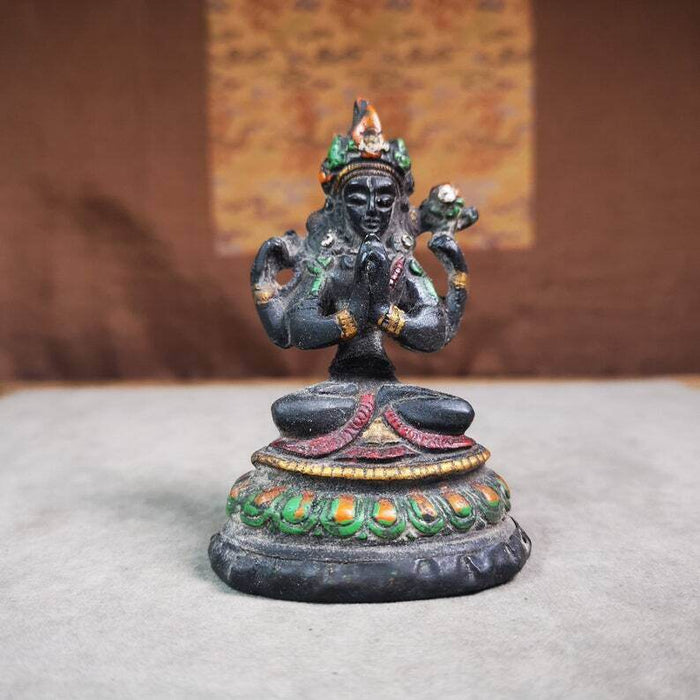 Tibetan Buddha Statue,Chenrezig,Padmapani, Avalokitesvara - Tibetan Buddhist statue, front view