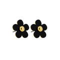 Black flower-shaped earrings