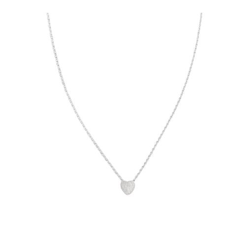 Tiger Tree Brushed Heart Silver Necklace