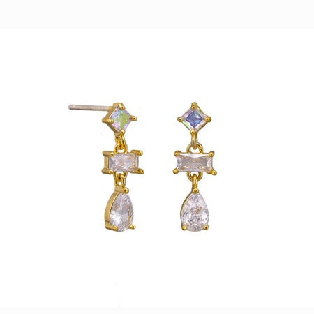 Gold earrings with gemstones