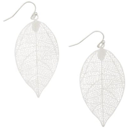 Tiger Tree Leaf Silver Earrings
