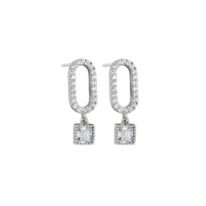 Silver  earrings with square gemstones