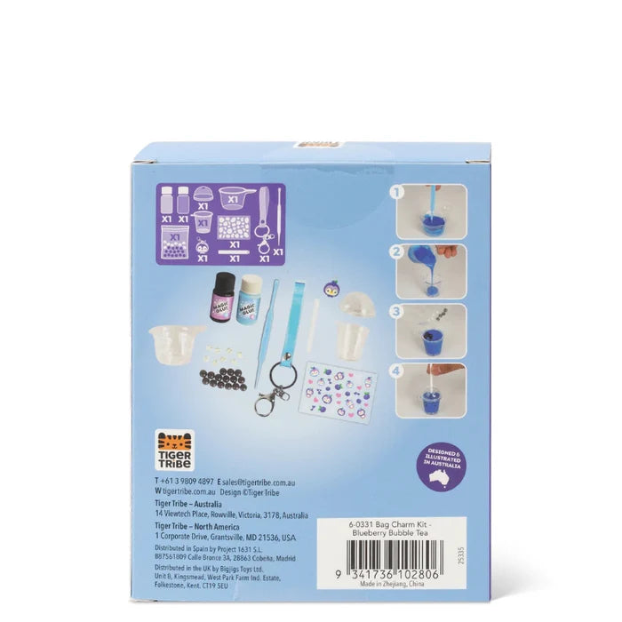 Tiger Tribe Bag Charms Blueberry Bubble Tea