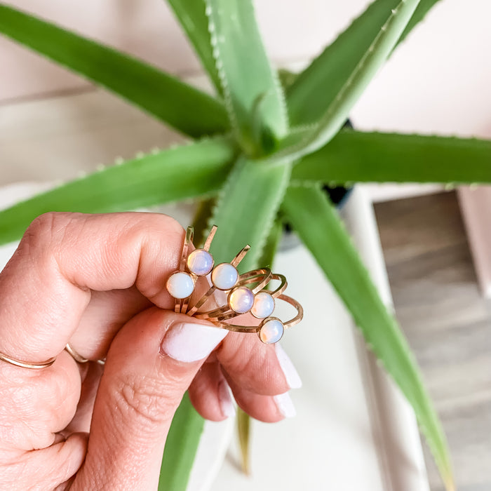 Tiny Moonstone Stacker Gold Ring