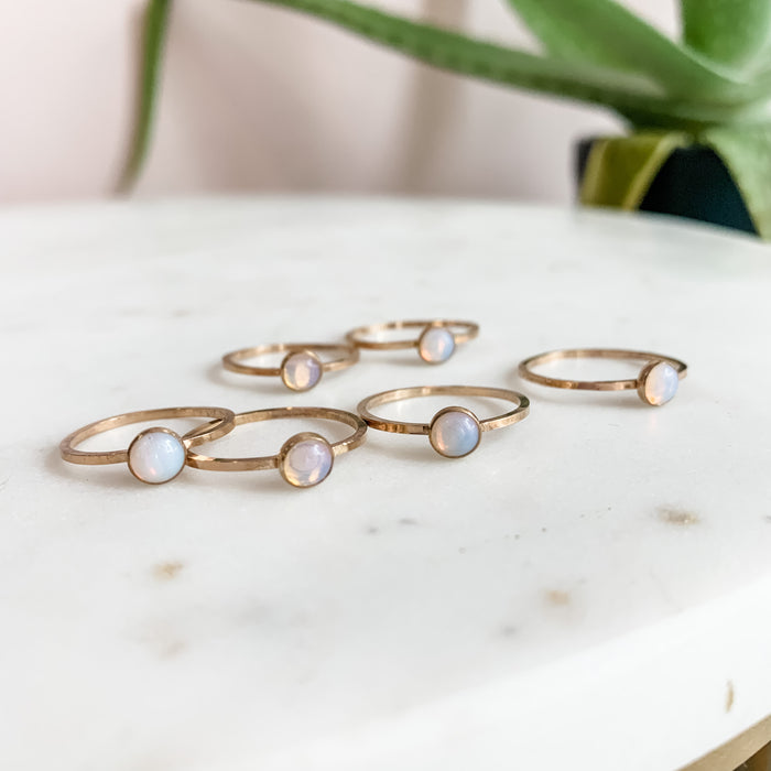Tiny Moonstone Stacker Gold Ring