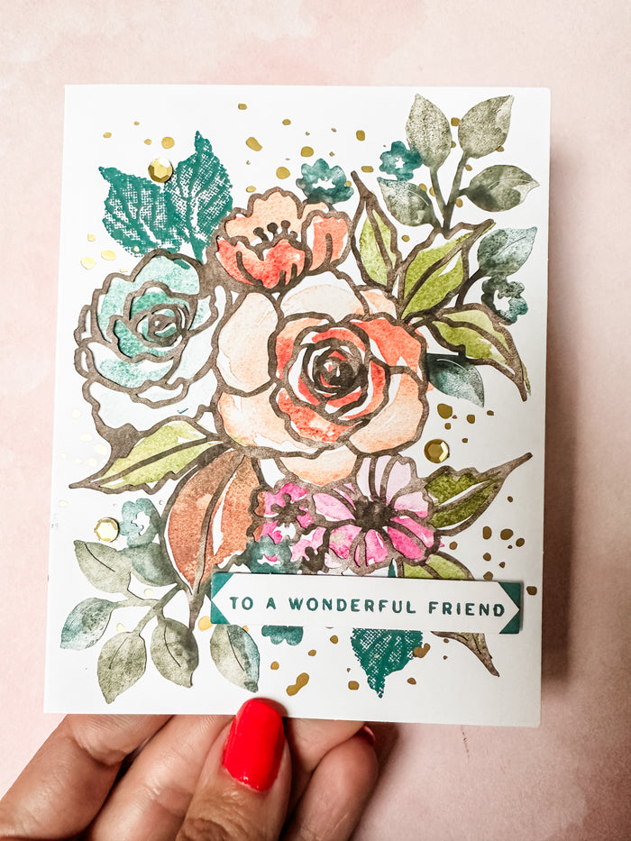 To a Wonderful Friend Floral Greeting Card
