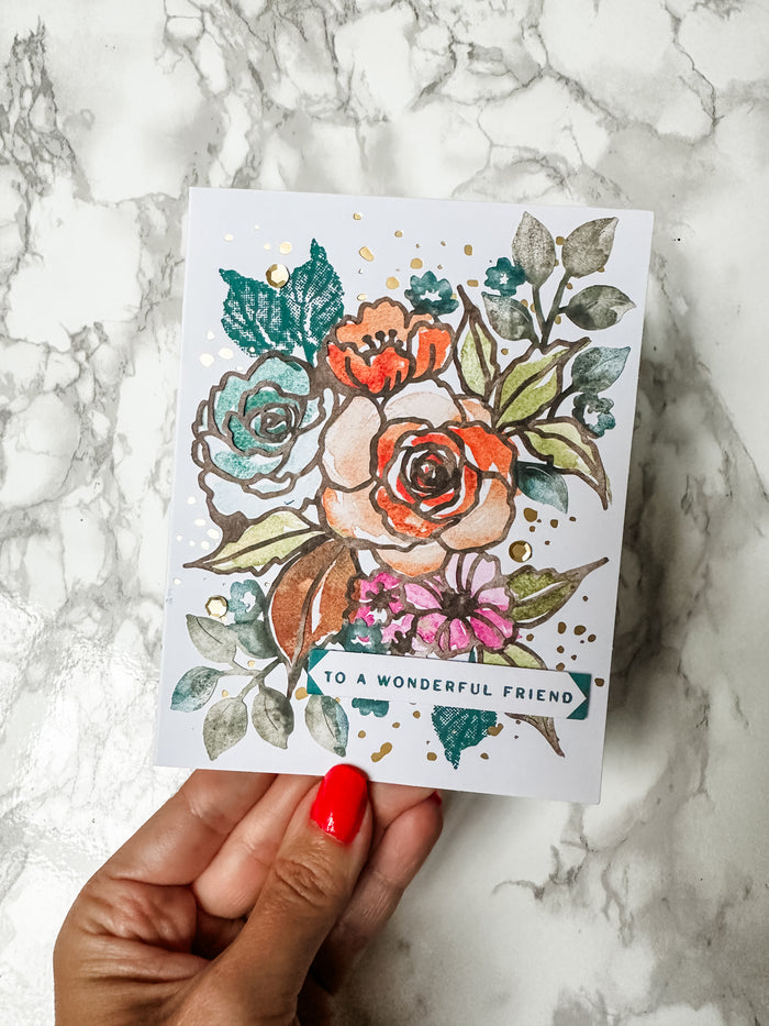 To a Wonderful Friend Floral Greeting Card