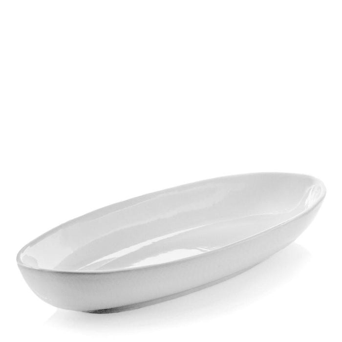 Torino Large Oval Ceramic Serving Platter, thick white glaze, 26.5"L x 10.75"W.