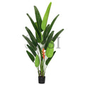 Travelers Palm Tree x16 w Heliconia Real Touch Potted, 7ft, Green Red