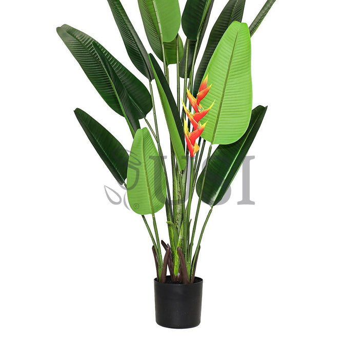 Travelers Palm Tree x16 w Heliconia Real Touch Potted, 7ft, Green Red