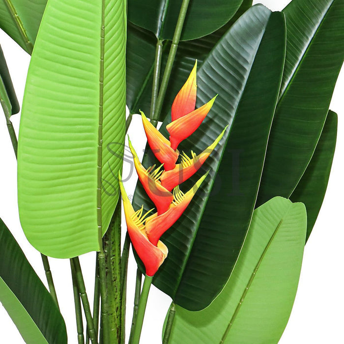 Travelers Palm Tree x16 w Heliconia Real Touch Potted, 7ft, Green Red