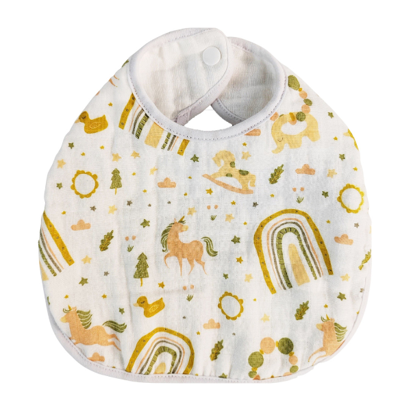Unicorn Print Muslin Cotton Bib