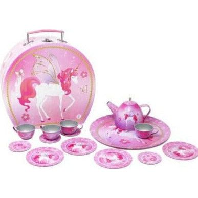 unicorn tin tea set for kids play