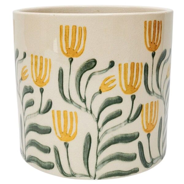 pilbra yellow flowers on planter pot for home