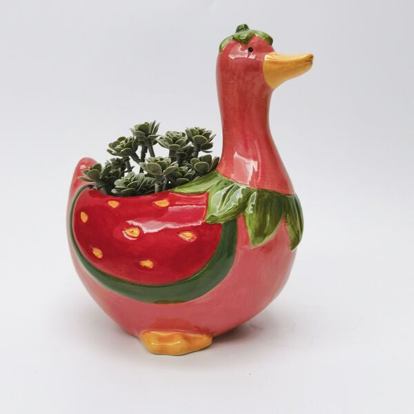 strawberry duck quiry planter pot