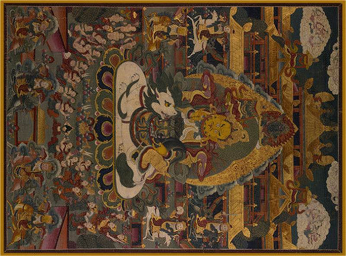 Vaisravana Image - Tibetan thangka painting, front view