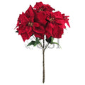 Velvet Poinsettia Flower Branch Spray Bush x5, 24in, Red