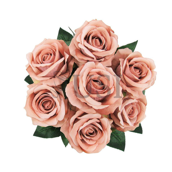 Velvet Rose Bush x7, 16in, Dusty Rose