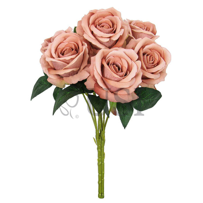Velvet Rose Bush x7, 16in, Dusty Rose