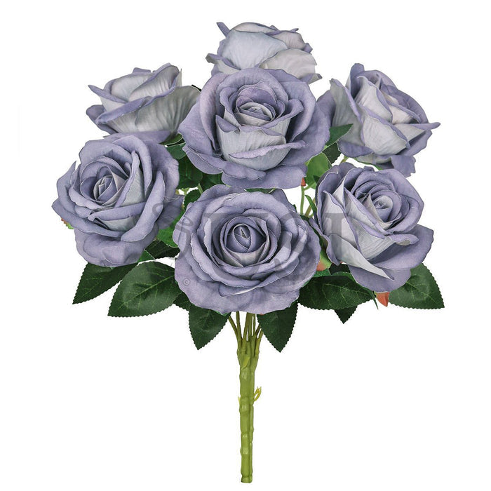 Velvet Rose Bush x7, 16in, Grey Blue