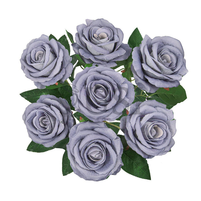 Velvet Rose Bush x7, 16in, Grey Blue