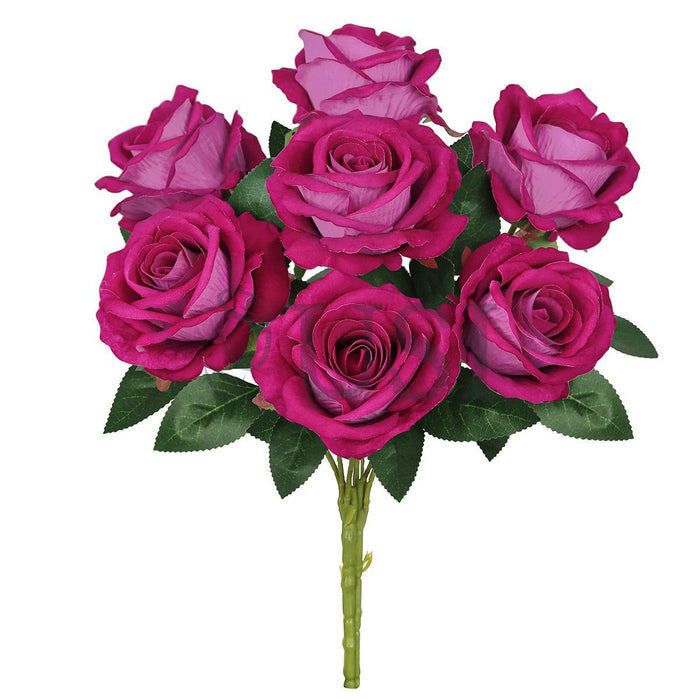 Velvet Rose Bush x7, 16in, Hot Pink