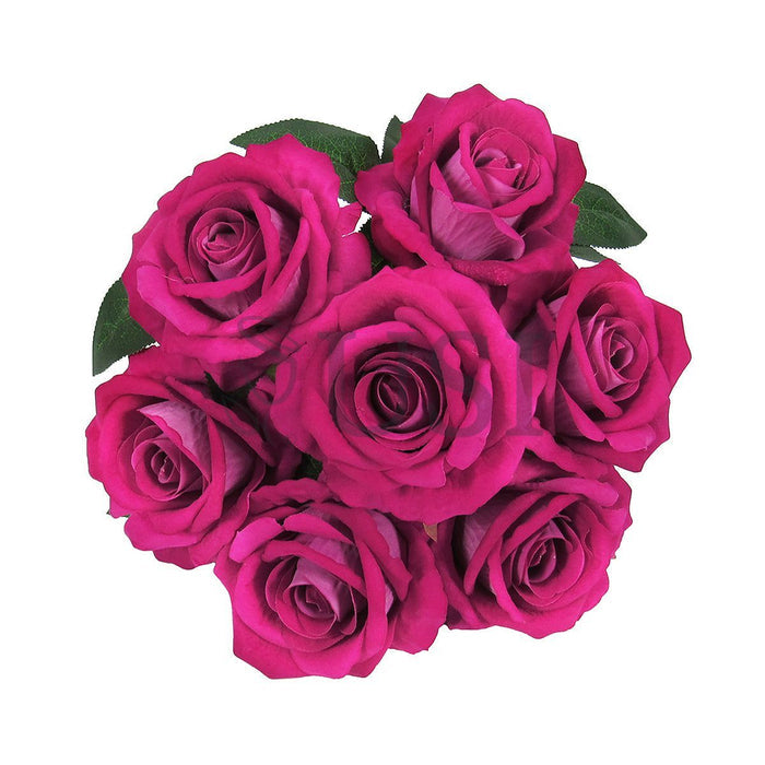 Velvet Rose Bush x7, 16in, Hot Pink