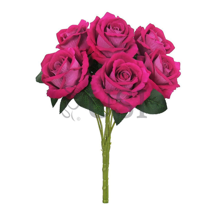 Velvet Rose Bush x7, 16in, Hot Pink