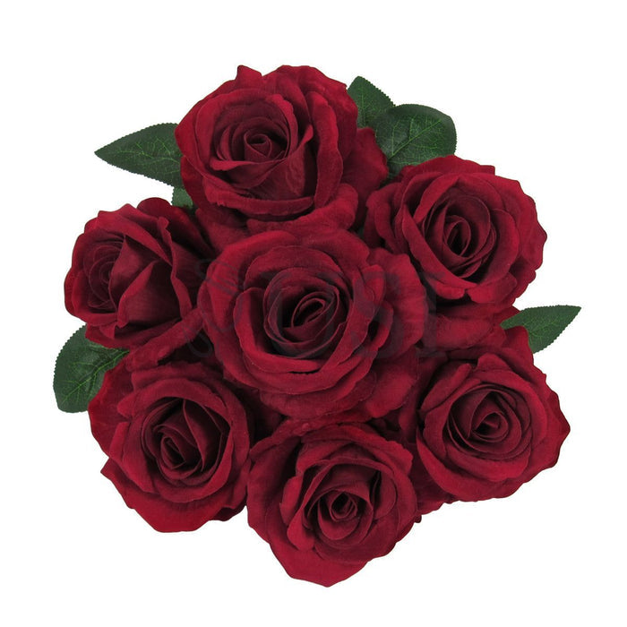 Velvet Rose Bush x7, 16in, Red
