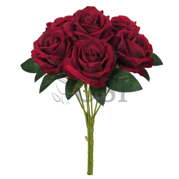 Velvet Rose Bush x7, 16in, Red