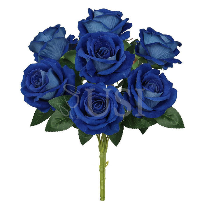 Velvet Rose Bush x7, 16in, Royal Blue