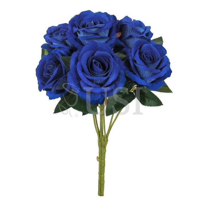 Velvet Rose Bush x7, 16in, Royal Blue