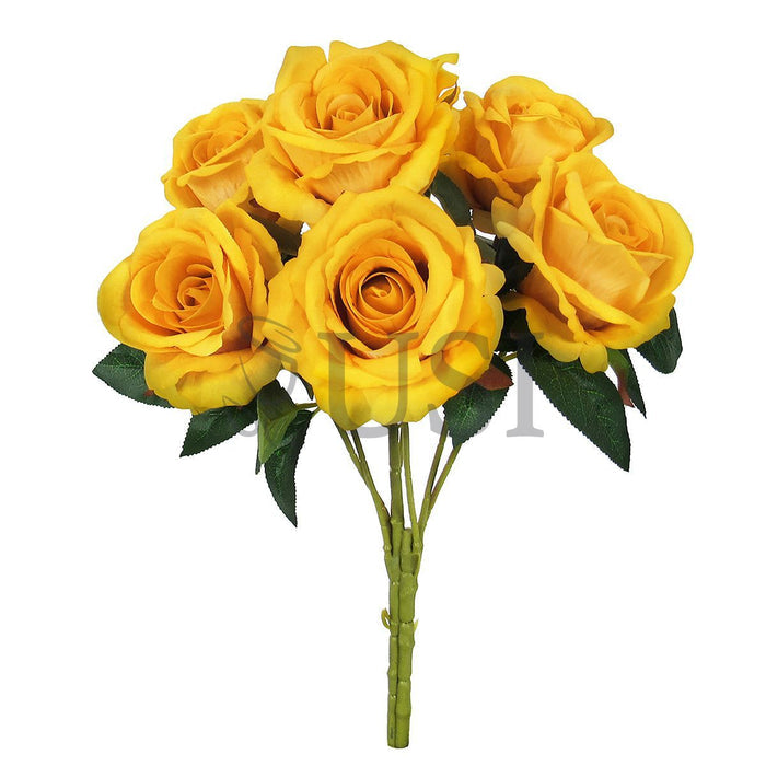 Velvet Rose Bush x7, 16in, Yellow