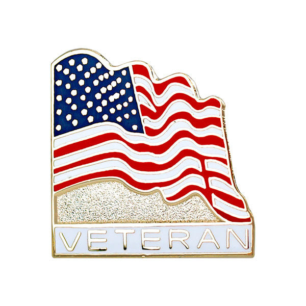 Veteran with American Flag 7/8" Lapel Pin Pins