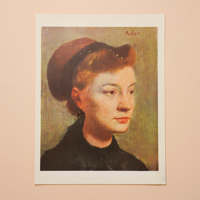 Vintage 1950s Degas "Head of a Young Woman" Swiss Art Print