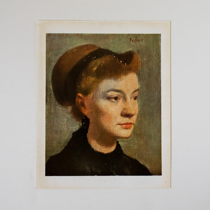 Vintage 1950s Degas "Head of a Young Woman" Swiss Art Print