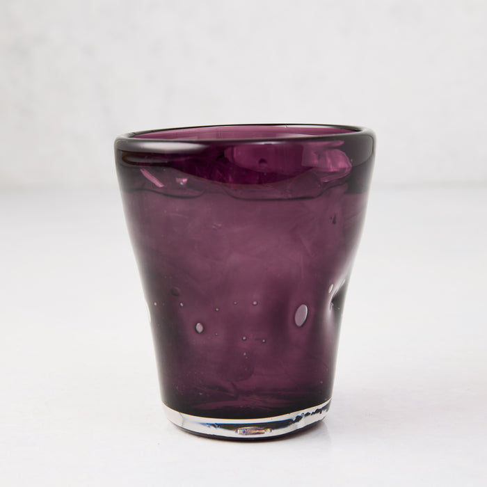 Violet Henri 8 oz. mouth-blown glass with unique imperfections and small air bubbles.