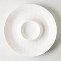 White ceramic 15"Dia chip and dip serving platter with European-inspired design, made in Portugal.