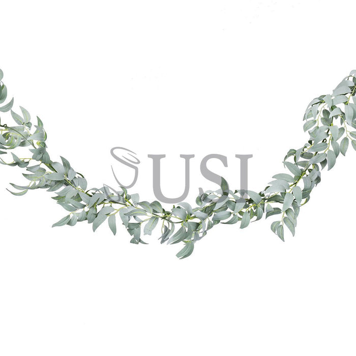 Willow Leaf Greenery Garland, 6ft, Frosted Green